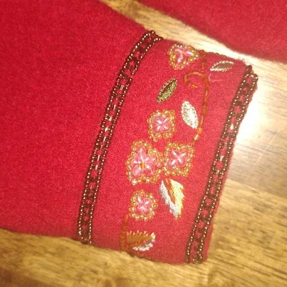 Red Vintage 100% Wool Beaded Embroidered Holiday Talbot's Blazer/Jacket S - Picture 4 of 8